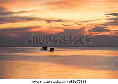 beautiful in twilight with sunset.Dramatic clouds in twilight .colorful of sky with clouds in the evening