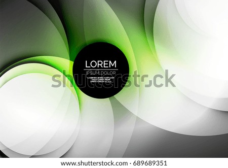Vector digital illustration, glowing waves and circles