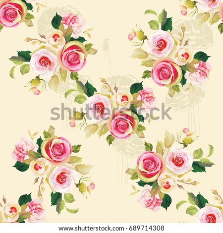 Seamless floral pattern with wonderful roses Vector Illustration EPS8
