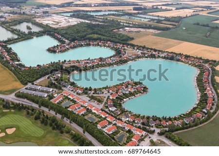 Lake lakes living water houses buildings exclusive leisure aerial photography photo