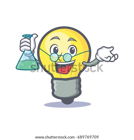 Professor light bulb character cartoon