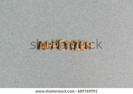 Appetizer word with pasta letters