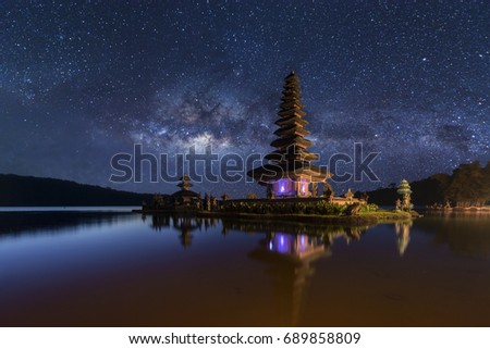 Pura Ulun Danu Bratan at night, Bali , Indonesia