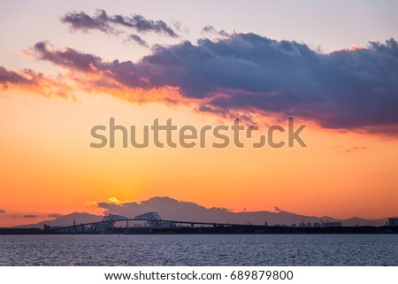 Sunset glow in Tokyo Bay