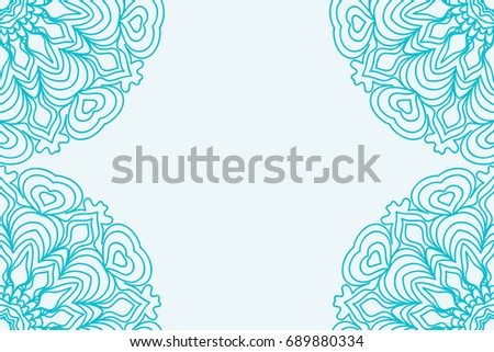 template for Business Card. Decorative elements. Ornamental floral mandala pattern. vector illustration. Arabic, Indian, Turkish, Ottoman motifs. blue color