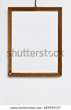 Picture frame old wooden blank isolated on white background. (with clipping path)