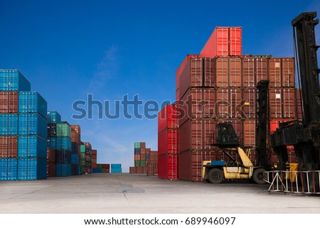 container ship yard in import export with cloud sky background and business logistic