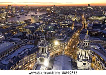 London at twilight view from St. Paul's Cathedral