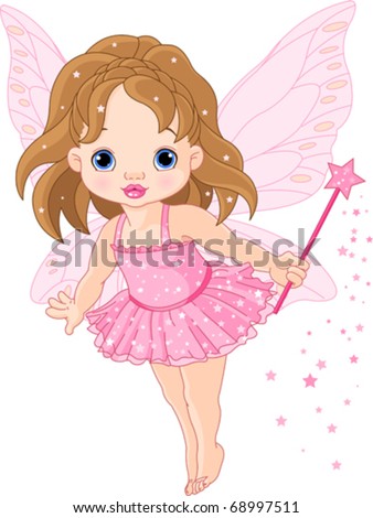 Illustration of Cute little baby fairy in fly