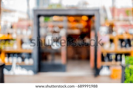 blur image of day market on street with bokeh for background usage .
