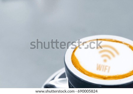 Free wifi symbols on a cup of coffee,free wifi in coffee shop