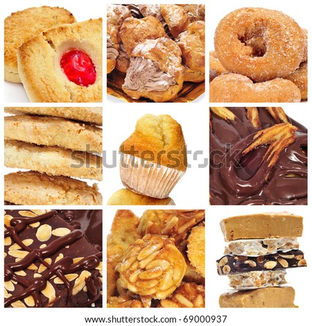 a collage of nine pictures of different kind of biscuits, sweets and pastries