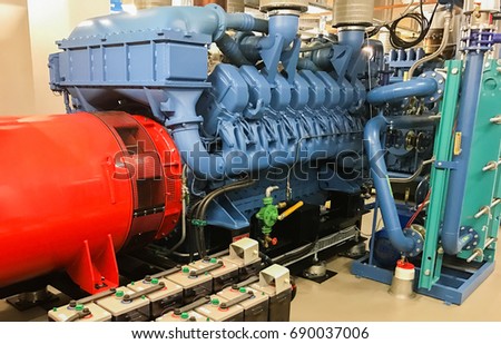 emergency diesel generator for a data center Royalty-Free Stock Photo #690037006