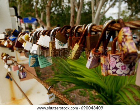 Locks for couples in Chan-ta-bu-re, Thailand