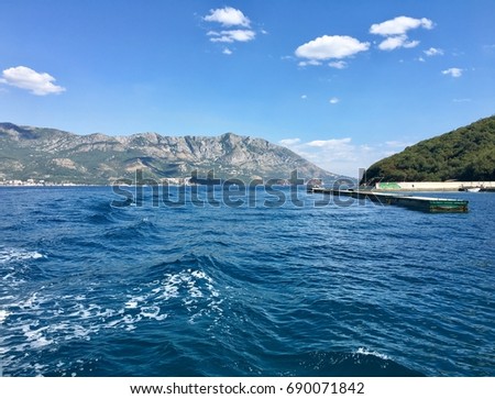 The nature of Montenegro. Landscape. Sea & the mountains. Amazing places in the world. A photo of a landscape. Photo for a tourist postcard. Beautiful Montenegro, Europe.