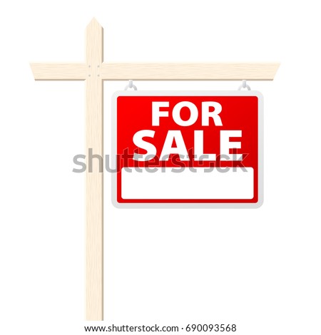 Basic house for sale sign. Vector illustration