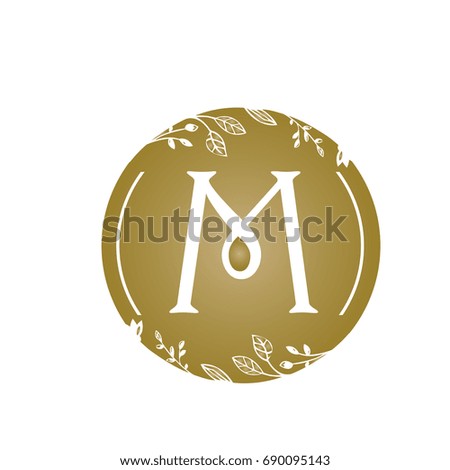 Vector Golden Florist Single Letter M Logo