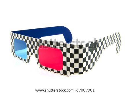 Red and blue 3d glasses isolated over white