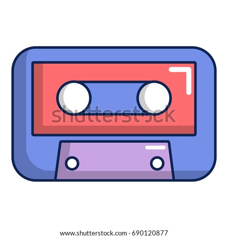 Cassete tape icon. Cartoon illustration of cassete tape vector icon for web design