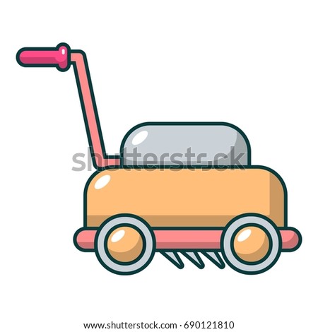Lawn mower machine icon. Cartoon illustration of lawn mower machine vector icon for web design