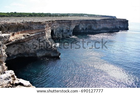 Formentera, Balearic Islands, blue sea,Mediterranean sea, favorite destination of foreign tourists in Spain