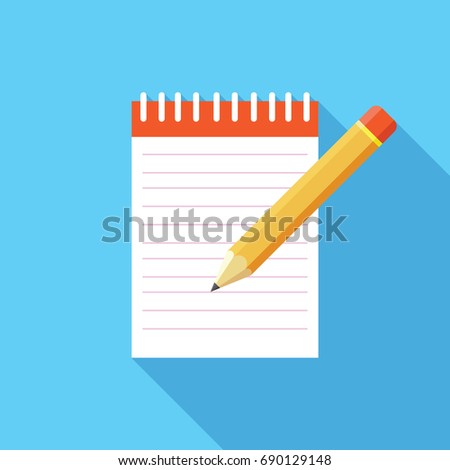 Notebook and pencil flat icon
