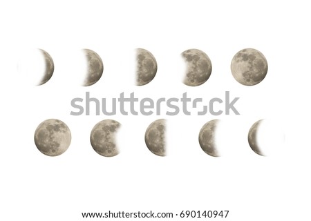 multiple moon on white background