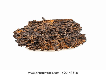 Chinese Puer tea on white background