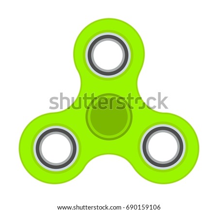 Green anti-stress toy fidget finger spinner isolated on white background