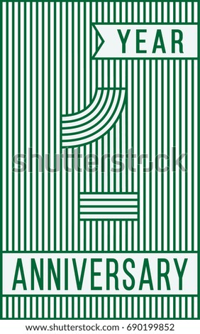 1 year anniversary logo. Vector and illustration. Line art anniversary design template.