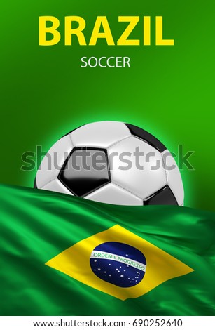 Brazilian Flag, Brazil Soccer (3D Render)