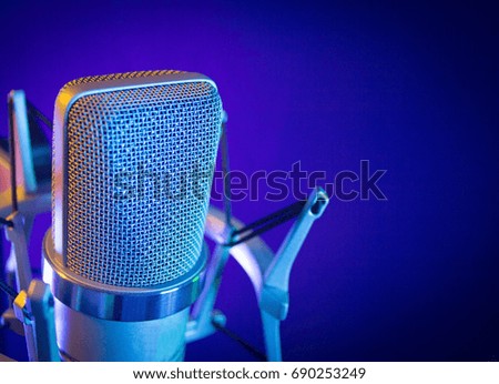 Microphone in sound recording studio