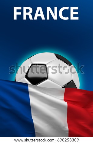French Flag, France Soccer (3D Render)