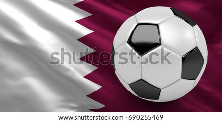 Qatari Flag, Qatar Soccer (3D Render)