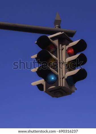 traffic signal in blue sky