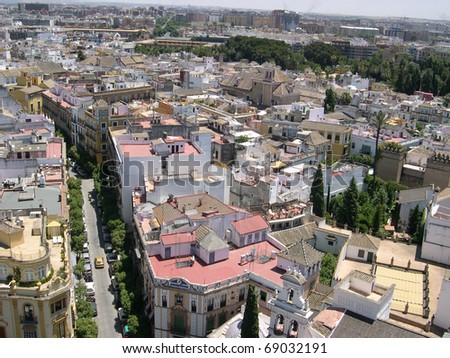  View of Seville, city in southern Spain from high