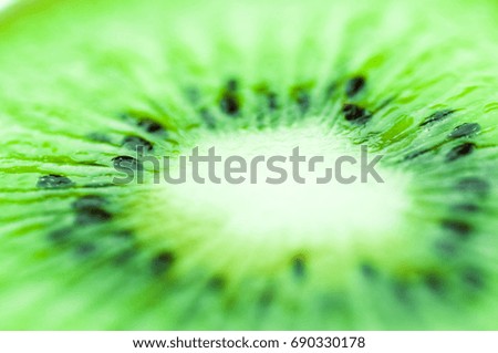 Juicy green kiwi in macro photography