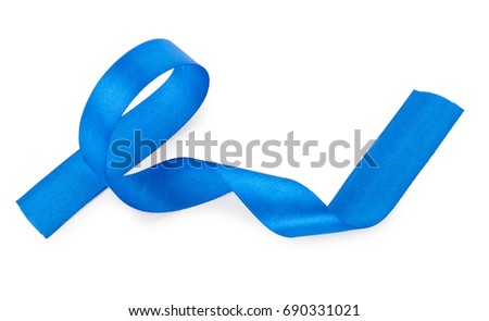 Blue ribbon isolated on white
