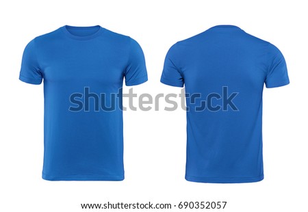 Blue blank t shirt template isolated on white with clipping path.