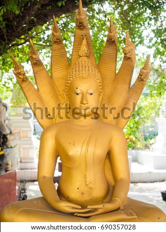 The portrait of  brass Buddha statue