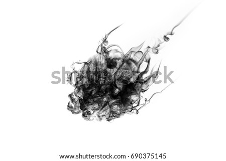 Abstract background. Movement of black smoke on white background.