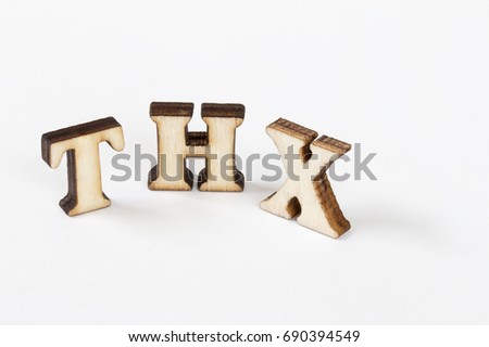 Abbreviations THX wooden alphabet object of thanks