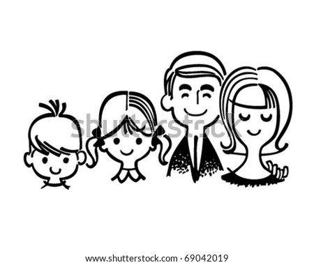 Perfect Family - Retro Clipart Illustration