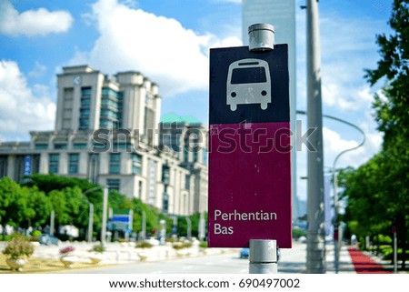 bus sign symbol on malaysia new city font