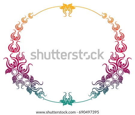 Beautiful gradient frame. Color silhouette frame for advertisements, wedding and other invitations or greeting cards. Raster clip art.