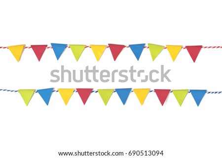 Colorful bunting paper cut on white background - isolated
