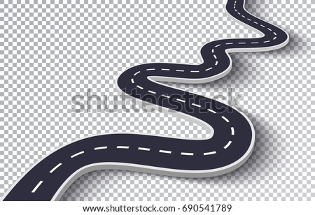 Winding Road Isolated Transparent Special Effect. Road way location infographic template. Vector EPS 10 Royalty-Free Stock Photo #690541789