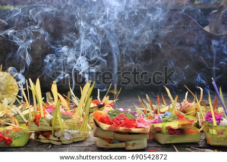 Daily offerings - canang sari is very important in Bali, Indonesia