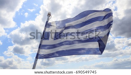 Greece waving flag on blue sky background