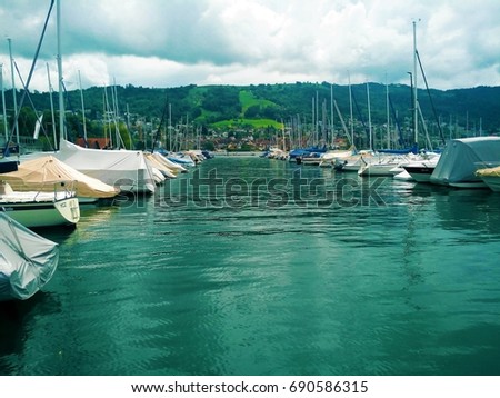 View on the harbour of lake Zug, Switzerland